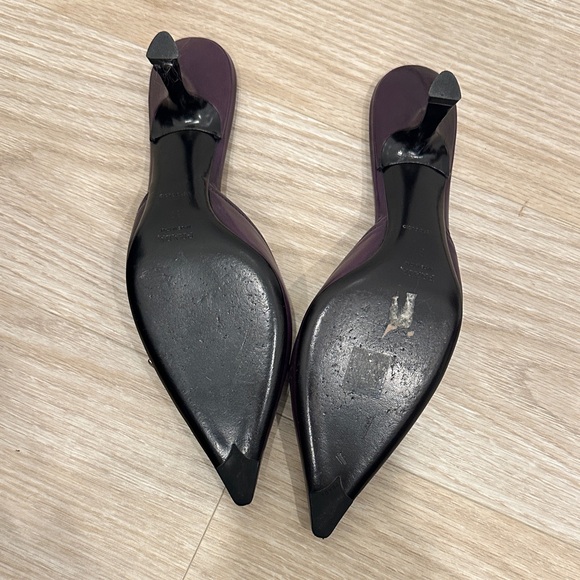 Prada Women's Dark Purple Leather Mules - Picture 4 of 5
